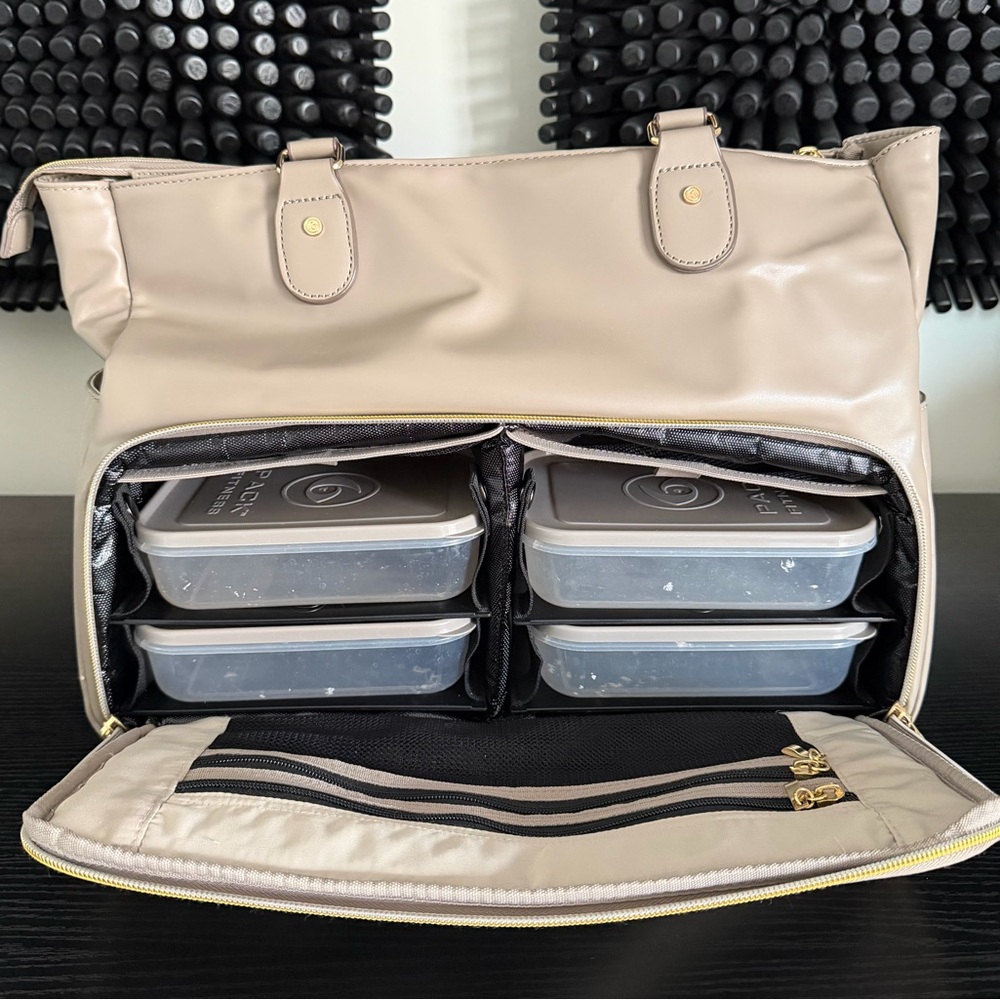 Renee Tote Meal Prep Management 4 - Meal Removable Insulated Core - Stone Beige - Picture 9 of 16